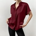thumbnail image 2 of Women's Solid Color Satin Short Sleeved Shoulder Collar Short Sleeved Shirt, 2 of 2