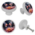 thumbnail image 4 of HemaKayy 4 Pack 1.37" Decorative Cabinet Knobs - Glow in the Dark - Durable ABS & Glass - Easy Installation - Versatile Usage - Enhance Home, Kitchen Decor - Pink Blue Butterfly Pink Flower, 4 of 7