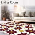 thumbnail image 2 of ODIKA 2'x3' Machine Washable Non-Slip Area Rug, Traditional Poinsettia Bloom Floor Trio with Burgundy Petals High Traffic Rug with Pad, Red, 627217, 2 of 8