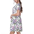 thumbnail image 2 of Disketp Violets Flowers para Vestido de Manga Corta para Mujeres, Vestidos de Verano para Mujeres, Casual y Holgado para la Playa, 2 of 6
