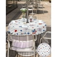 thumbnail image 5 of 4th of July Outdoor Tablecloth with Umbrella Hole and Zipper Patriotic Stars Fireworks Round Tablecloths 60 Inch Table Cloths USA Flag Wood Grain Patio Table Cover for Independence Day Party, 5 of 6