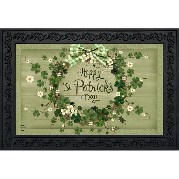 Briarwood Lane St. Patrick's Day Doormat 30x18 Indoor Outdoor Lucky Wreath For St. Patrick's Day Doormat