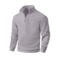 thumbnail image 1 of Blusa y camisa de manga larga con cuello vuelto para hombre, abrigo informal de manga larga con media cremallera y cuello de solapa, chaquetas casuales, abrigos de polar, blusa de poliéster para hombr, 1 of 6