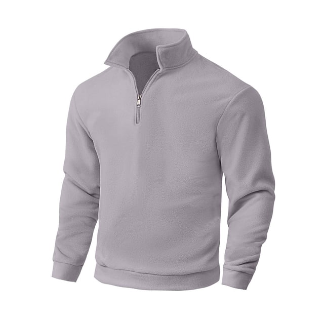Blusa y camisa de manga larga con cuello vuelto para hombre, abrigo informal de manga larga con media cremallera y cuello de solapa, chaquetas casuales, abrigos de polar, blusa de poliéster para hombr