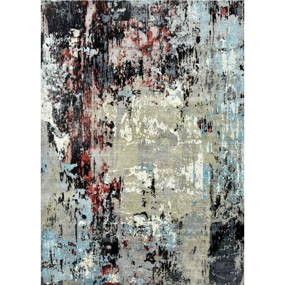 Ahgly Company Indoor Rectangle Mid-Century Modern Gray Oriental Area Rugs, 7' x 9'