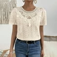 thumbnail image 2 of Womens Tshirts Trendy Fashion Tops Lace Short Sleeve Tee Shirts Elegant Summer Patchwork Casual Top, 2 of 5