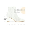 thumbnail image 5 of BLISSFUL STEP Women's Ankle Boots Lace Pointed Toe Chunky Heel Zipper Dress Booties White 7, 5 of 7
