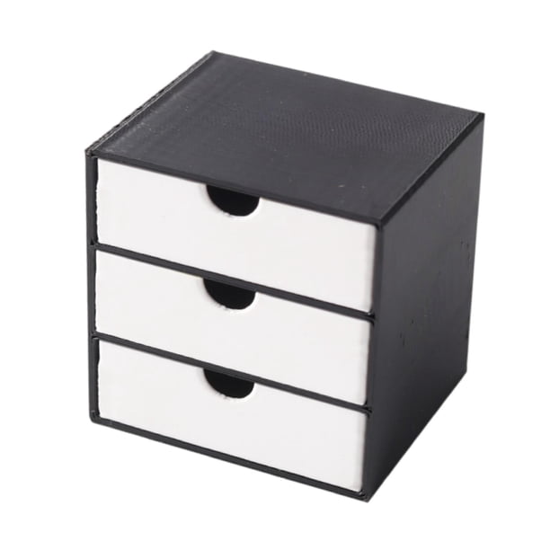 Armario para casa de muñecas a escala 1:12 con 3 cajones, ideal para sala de estar o dormitorio. Blanco y negro