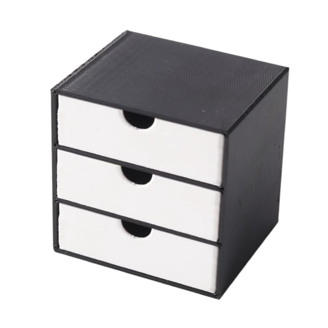 Armario para casa de muñecas a escala 1:12 con 3 cajones, accesorio decorativo para casa de muñecas, modelo de armario de almacenamiento en miniatura Blanco y negro