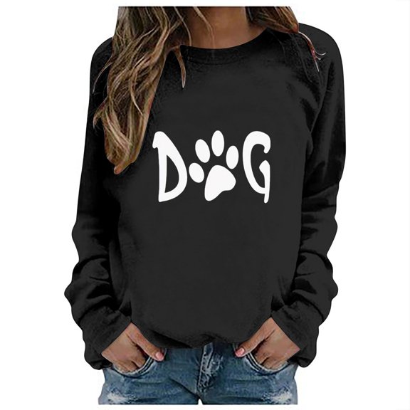 DDAPJ pyju Dog Mama Sweatshirt for Women ,Long Sleeve Pet Lover Crewneck Tunic Tops Cute Paw Graphic Pullover Sweatshirts Teen Girls Birthday Gifts