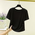 thumbnail image 2 of Sexlip Womens Short Sleeve Crew Neck T Shirt Twist Hem Design Lightweight Fabric Casual Silhouette for Daily Errands Black L, 2 of 6