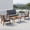 Gray, variant on Kadyn 4-Piece Acacia Wood Outdoor Patio Furniture Set with Turquoise & Gray Cushions – Loveseat, 2 Chairs, and Coffee Table for Garden, Poolside, or Balcony