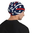 thumbnail image 5 of Xecao Patriotic Star Print Beanie Knitted Hat for Men Women, Winter Fashion Knit Cuffed Caps Unisex, 5 of 7