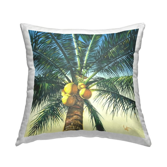 Stupell Industries Summer Palm Tree Branches Square Decorative Printed Throw Pillow, 18 x 18