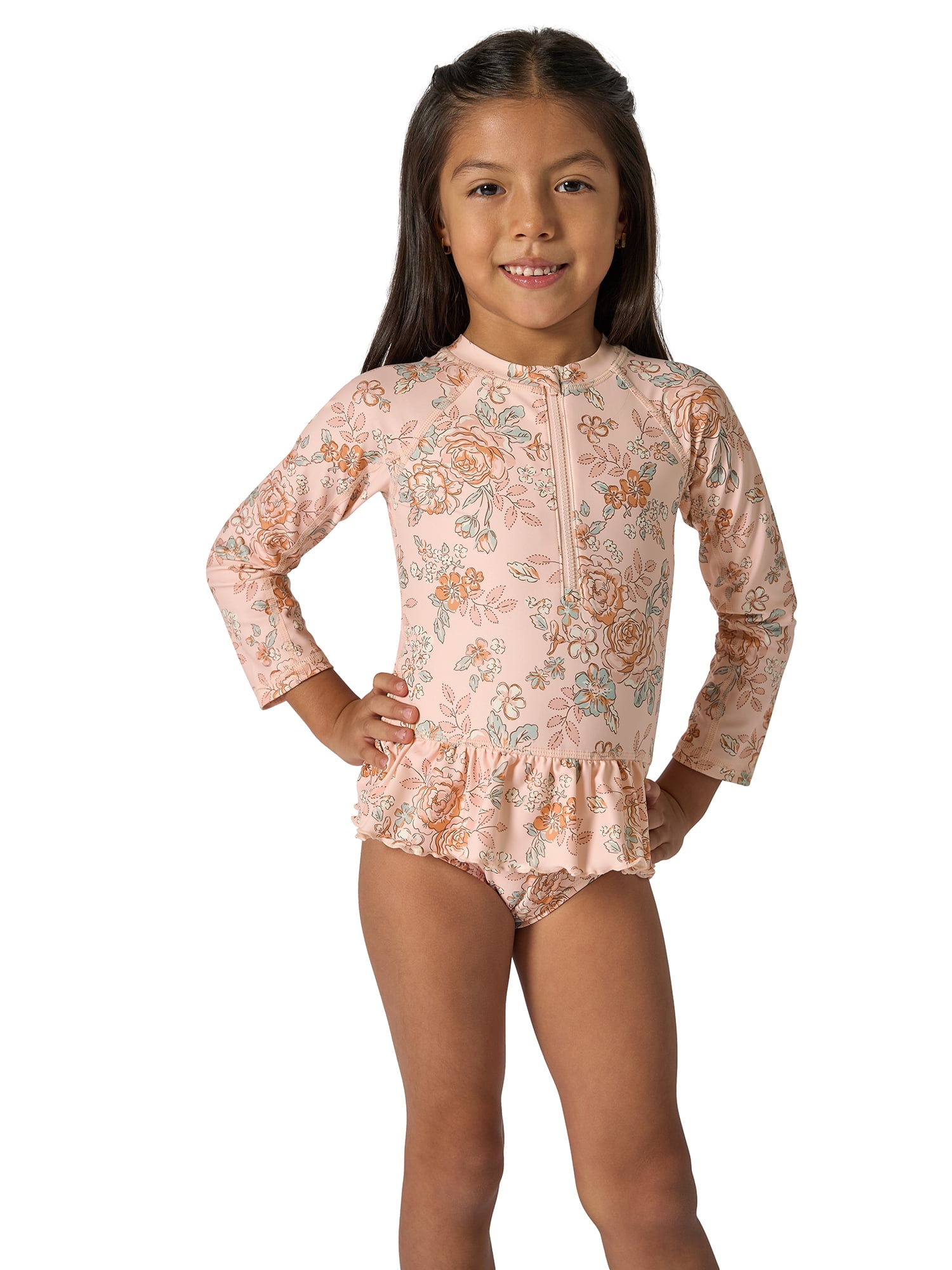 Modern Moments by Gerber Baby and Toddler Girl Peplum Ruffle Rashguard, Sizes 0/3M - 5T