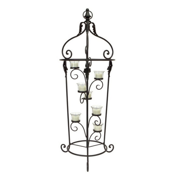 Melrose 33" Decorative Black Metal Scrolled Votive Candle Holder Tree Stand