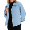 thumbnail image 6 of Plaid Patchwork Women Long Sleeve Lapel Single Breasted Jacket Trench Coat, 6 of 6