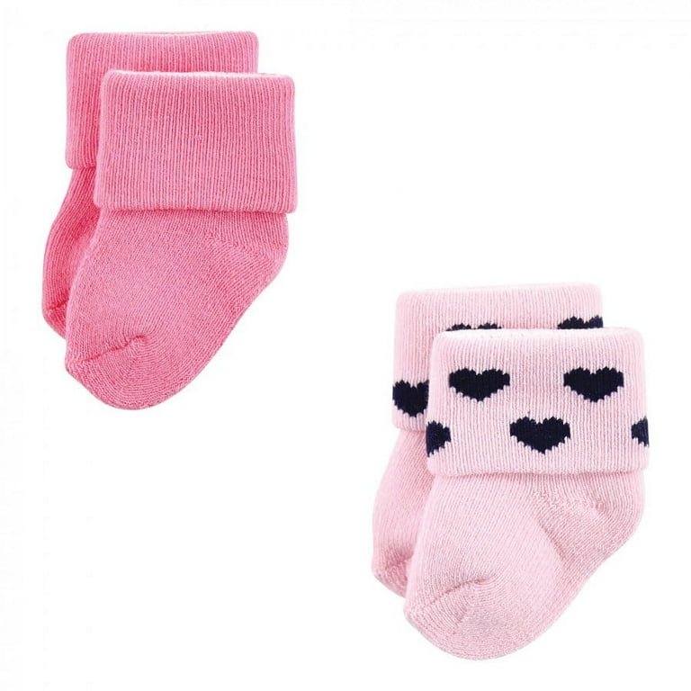 Luvable Friends Baby Girl Newborn and Baby Terry Socks, Pink Mary