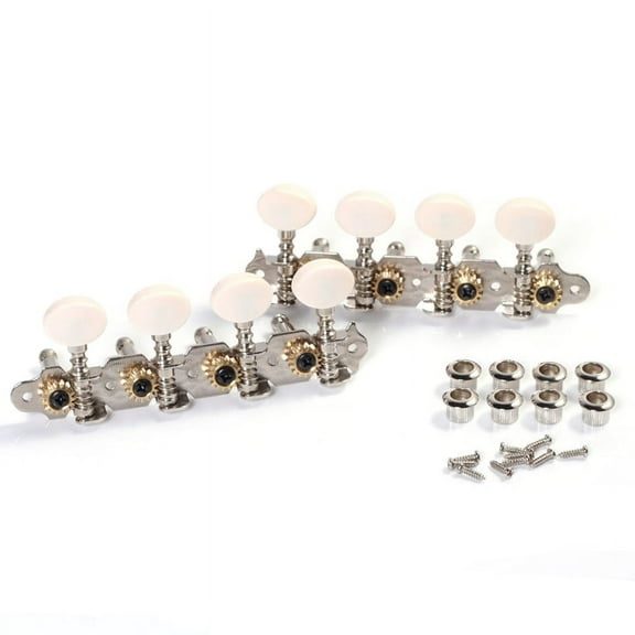 Mandolin String Tuning Pegs Machine Heads String Tuning L R Pegs for Mandolin Instruments Accessory Part metal Silver,8 * Mandolin tuning pegs 8 * Mounting screws 8 * -Fit Bushings