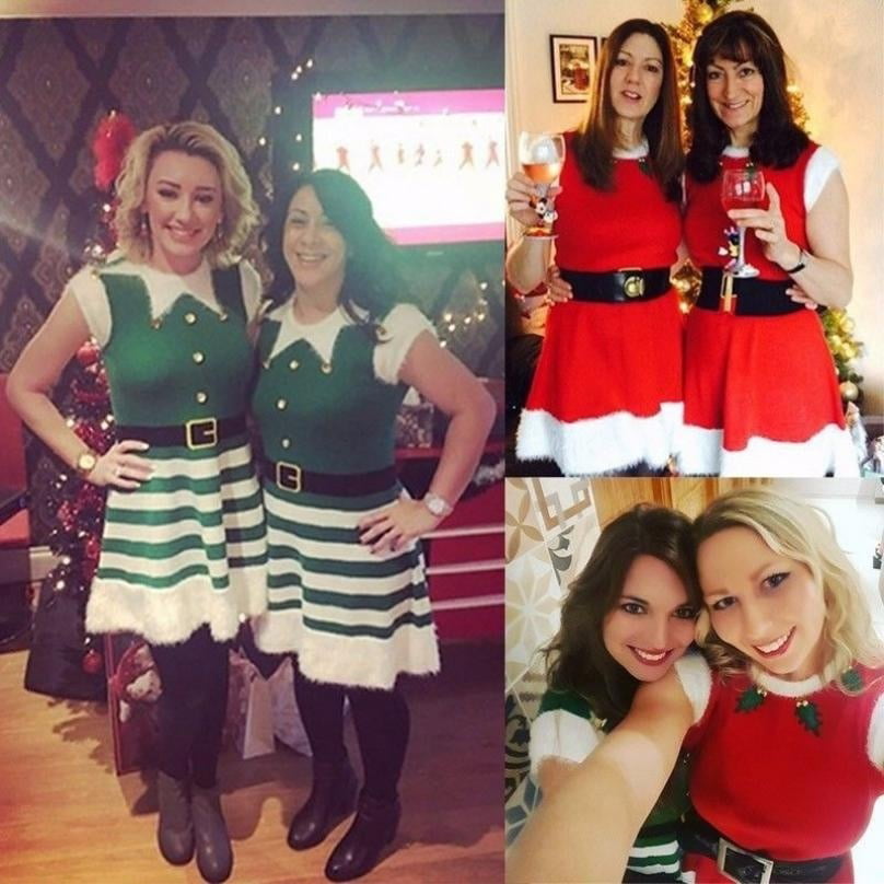 Womens Christmas Tree Santa Snowman Swing Dress Ladies Xmas Flared Swing Dress