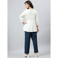 thumbnail image 6 of Janasya Indian V-Neck 3/4 Puff Sleeve Solid White Rayon Top For Women, 6 of 7