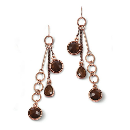 Copper-tone Brown Acrylic Beads Dangle Earrings