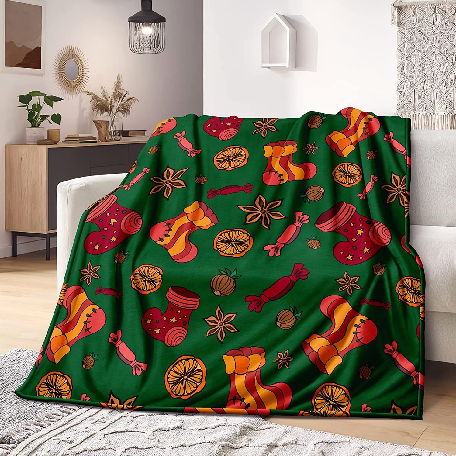 Christmas Stocking Blanket Merry Christmas Flannel Throw Blankets Soft