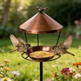 thumbnail image 6 of Standing Bird Feeder Tray, 7.8" Stainless Steel Large Platform Bird Feeder Mesh Seed Tray with Heavy Duty Stand Birds Feeder Pole for Outside Wild Birds in Garden Backyard, 6 of 7