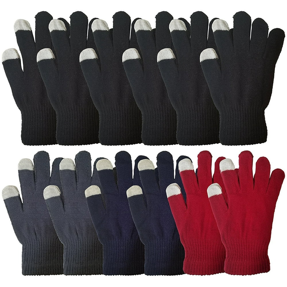 Winterlace Winter Magic Gloves, 12 Pairs Stretchy Warm Knit Bulk Pack