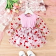 thumbnail image 2 of Bagilaanoe Toddler Baby Girl Valentine's Day Dress Heart Print Ruffle Long Sleeve A-line Princess Dresses + Headband 6M 12M 18M 24M 3T 4T Kid Patchwork Tulle Skirt, 2 of 8