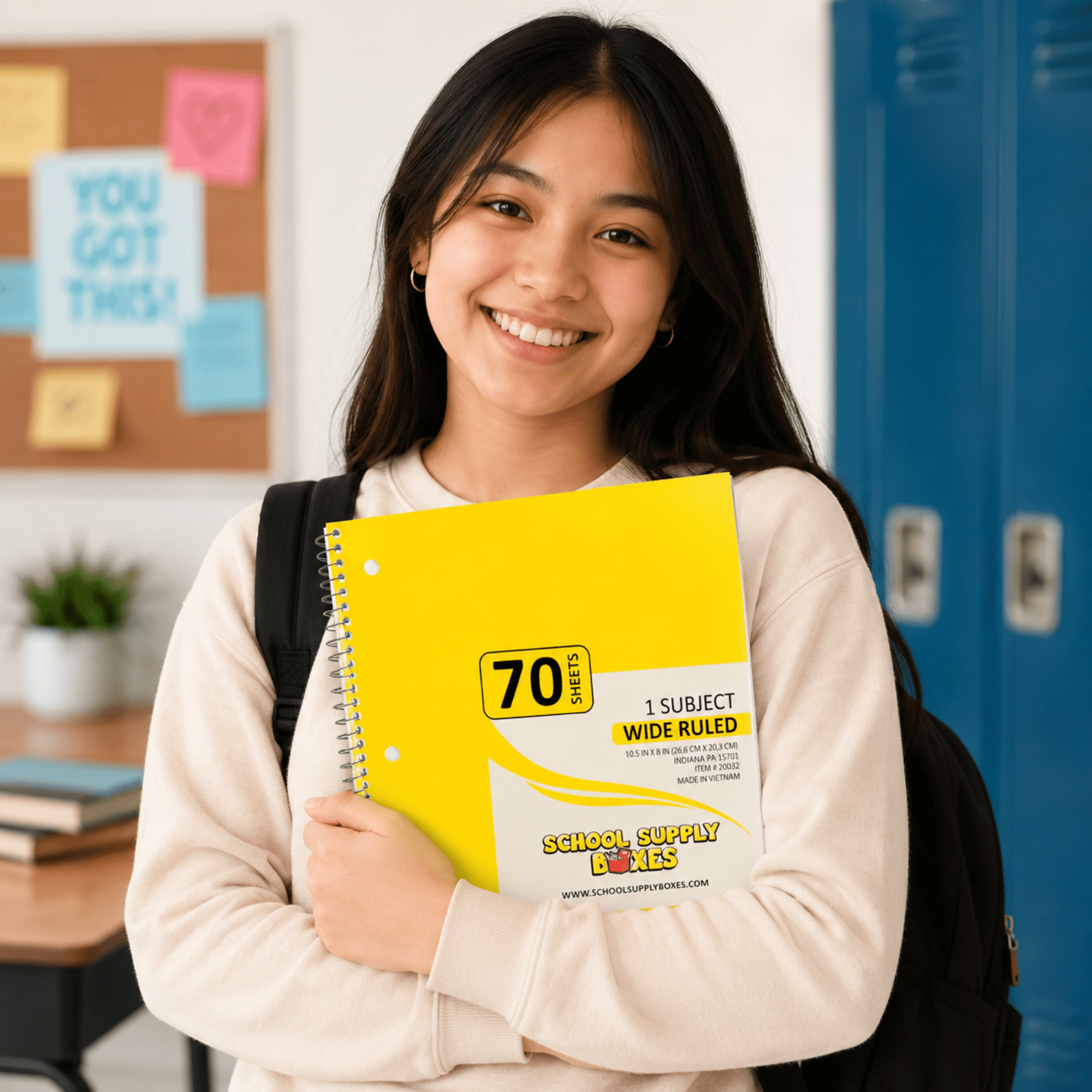 School Supply Boxes | (Yellow) Wide-Ruled 1 Subject Notebooks | 24 Pack | 10.5 IN x 8 IN (70 Sheets) Notebooks for School, Work & Office