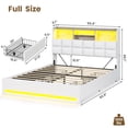 thumbnail image 6 of AOGLLATI Full Size 4 Drawers Upholstered Bookcase Storage Bed with Charging Station and RGB LED Lights, White, 6 of 12