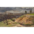 thumbnail image 2 of Johan Christian Dahl 14x10 Black Ornate Wood Framed Double Matted Museum Art Print Titled: View of Meissen.Study (1828), 2 of 5
