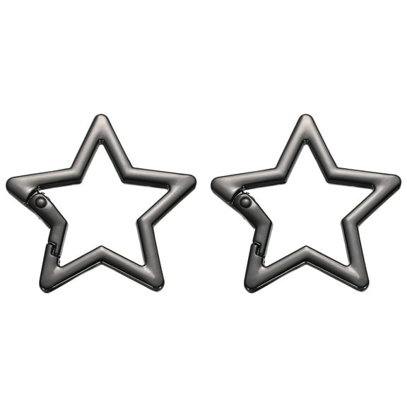 Uxcell 42mm Star Shaped Spring Snap Keychain Clip Trigger Keychain Black 2 Pack