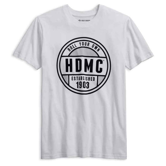 Harley-Davidson Official Men's Roll Your Own Slim Fit Tee, White - 99079-18VM