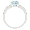 thumbnail image 4 of 1.62 ctw Solitaire with Zirconia Diamond Accents Anniversary Ring for Women | Princess Cut Natural Aquamarine | Hyperallergenic Solid 18K White Gold, 4 of 5