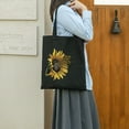thumbnail image 5 of JEUXUS Sunflower Cute Dandelion Graphics Initial Canvas Tote Bag for Women 2 Pcs Canvas Tote Bags with Zipper Black, 5 of 8