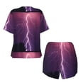 thumbnail image 5 of Picia Thunderstorm Violet Purple Pajamas Sets for Women Soft Short-Sleeved Pjs with Lounge Shorts Two Piece Sleepwear-XX-Large, 5 of 9