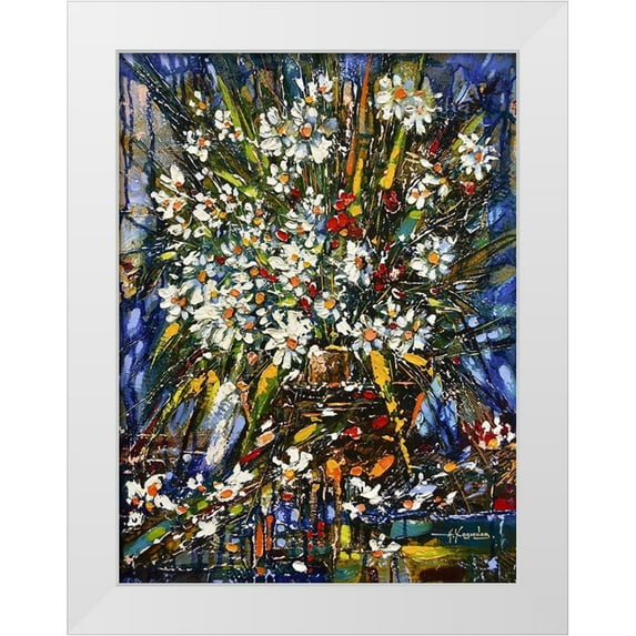 Chodyukov, Aleksander 19x24 White Modern Wood Framed Museum Art Print Titled - Bouquet of Garden Flowers II