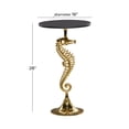 thumbnail image 4 of DecMode 16" x 28" Gold Aluminum Metal Pedestal Sea Horse Accent Table with Black Marble Tabletop, 1-Piece, 4 of 15