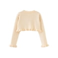 thumbnail image 2 of Hansber Toddler Girls Spring Cardigan Sweater Flower Ruffle Long Sleeve Bolero Shawls Single-Button Champagne 90, 2 of 5