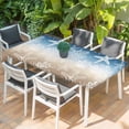thumbnail image 2 of Blue Brown Ombre Coastal Table Cloths for 5 Foot Rectangle Tables, Sea Nautical Summer Beach Starfish Coral Patio Waterproof Elastic Fitted Tablecloths, Washable Rectangular Table Cover for Camping, 2 of 8