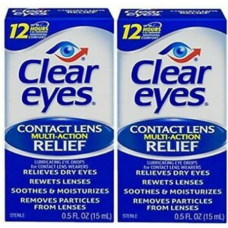 2 Pack -Clear Eyes Contact Lens Relief Eye Drops-0.5