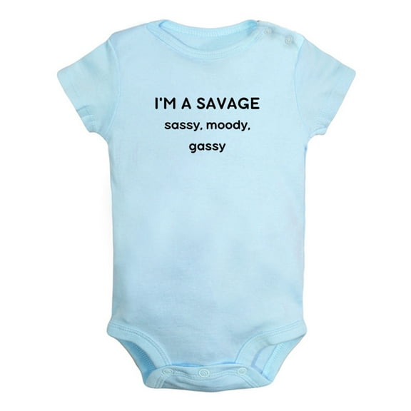 iDzn I'm A Savage Sassy Moody Gassy Funny Rompers For Babies, Newborn Baby Unisex Bodysuits, Infant Jumpsuits, Toddler 0-24 Months Kids One-Piece Oufits