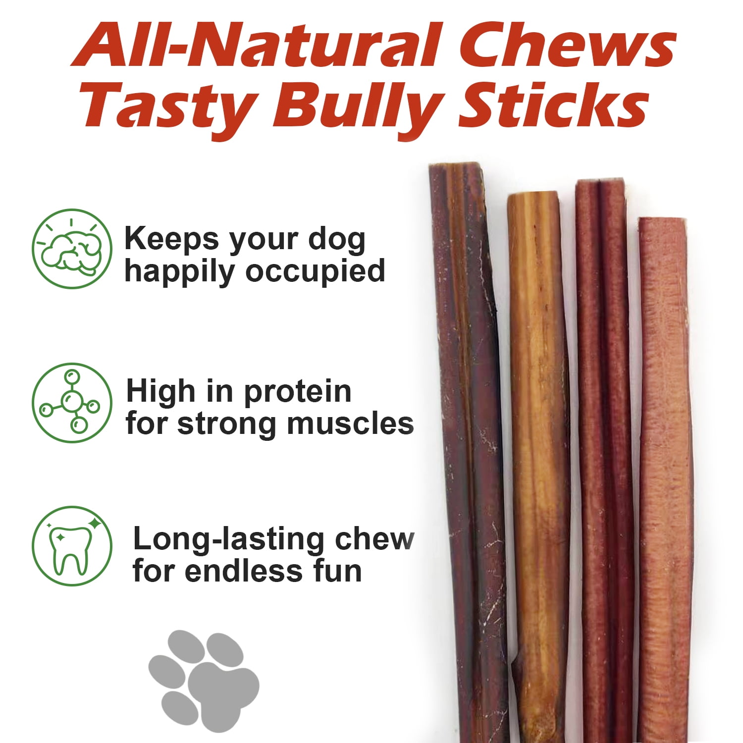 PETPURO Bully Sticks for Dogs, 6 in, 10 Count, Long-Lasting Natural Beef Chews, Low Odor