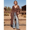 thumbnail image 6 of LMLYSoH Women Tie Front Cardigan Casual Lightweight Floral Lace Ruffles Long Duster for Streetwear Aesthetic Clothes, 6 of 9