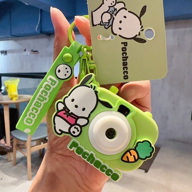 Cartoon Genuine Sanrio HelloKitty Kulomi Projection Camera Pendant Plush Big Ear Dog Keychain Female