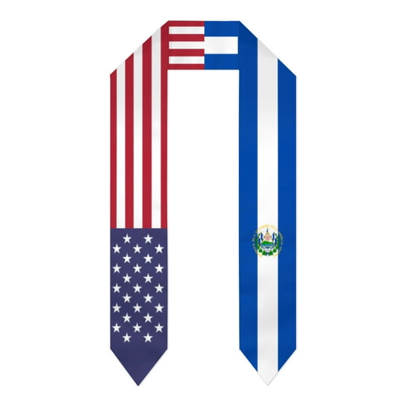 El Salvador & USA United States Flag Shawl Sash Stole Graduation Shawls Wraps Scraf For International Study