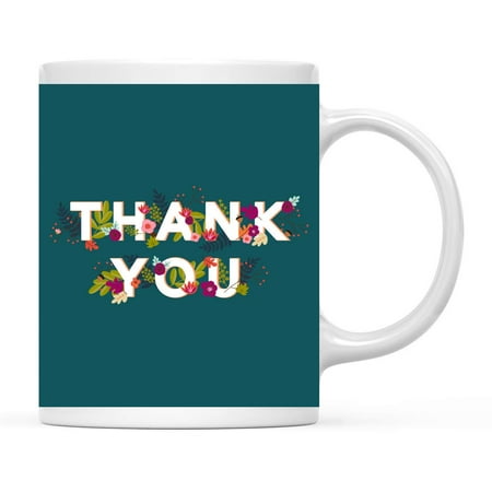 

Thank You Gratitude Coffee Mug Gift Thank You Floral Flowers 1-Pack Novelty Cup Gifts Ideas for Him Her Teacher Graduation Neighbor 11oz