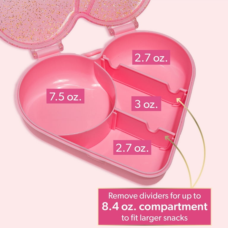 Paris Hilton Bento-Style Heart-Shaped Snack Box, Built-In Phone Stand, Removable Wrist Strap, Pink